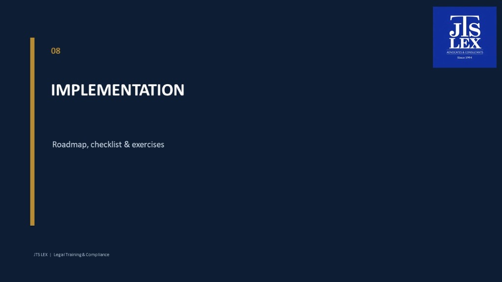 Implementation - Roadmap, checklist & exercises