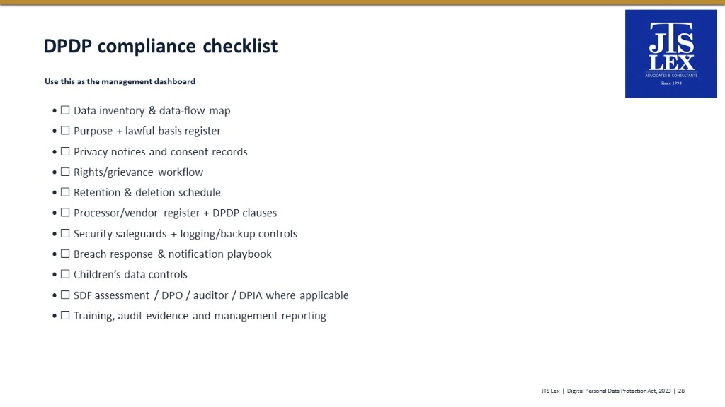 DPDP compliance checklist