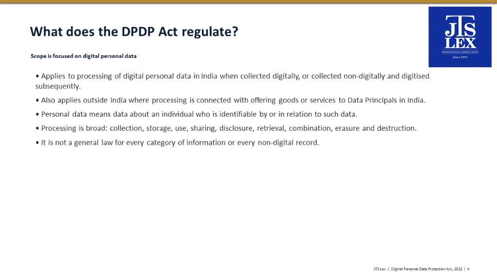 What does the DPDP Act regulate?
